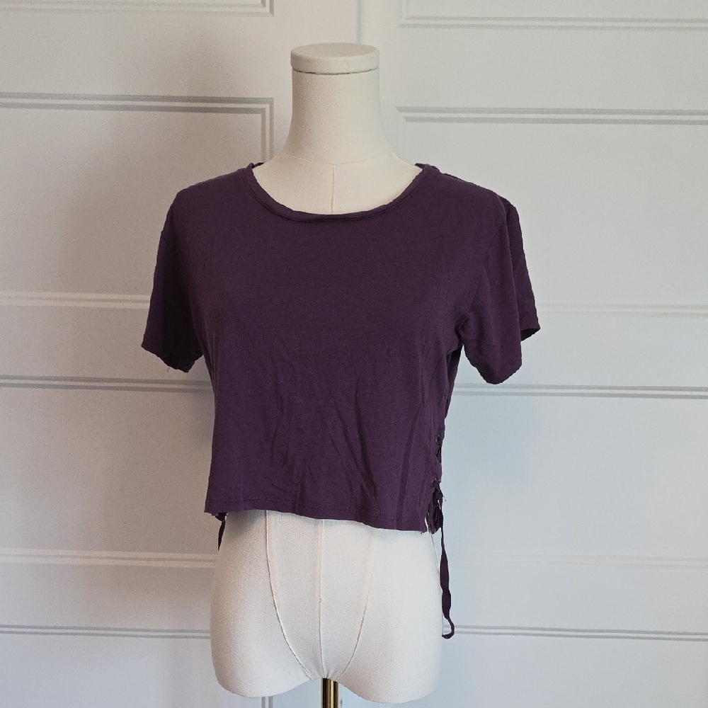 Garage Purple Short Sleeve Crop Top